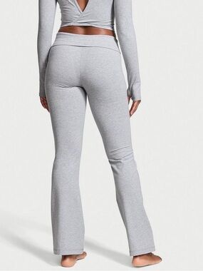 PINK Victoria's Secret Grey High Rise Stretch Cotton Foldover Flare Leggings